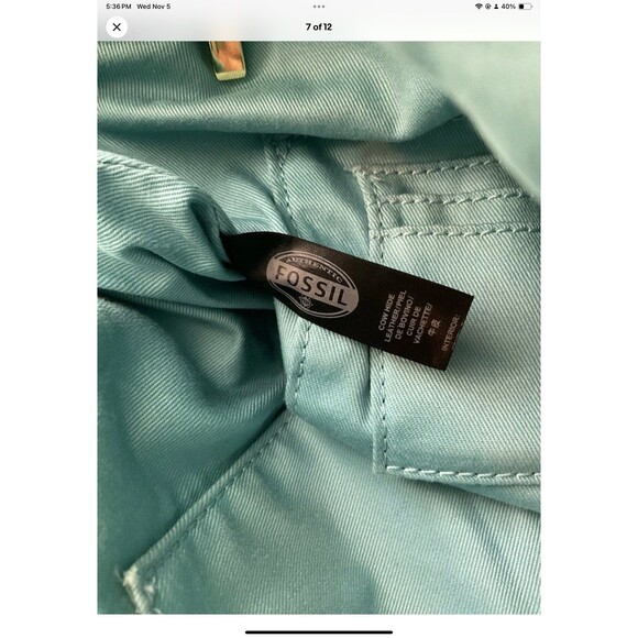 Fossil Sydney Brown sky blue Real Leather Shoulder Tote Shopper Carryall Bag - Picture 7 of 12